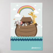 Poster Noah's Ark Animal Pairs Christian Wall Art