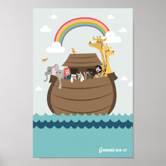 Poster Noah's Ark Animal Pairs Christian Wall Art