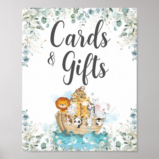 Poster Noah's Ark Greenery Anniversaire Baptême Cartes &  (Devant)