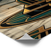 Poster Noble Art Deco Stag Deer Golden Silhouette (Coin)