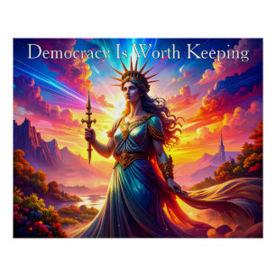 Poster Noble Dame Liberté La démocratie vaut la peine d'ê