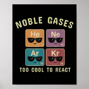 Poster Noble Gaz Trop Cool Pour Réagir Drôle Chimie Cadea