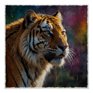Poster Noble Tigre Peinture Portrait