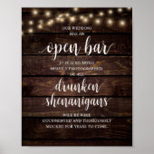 Poster Noce Rustique Moderne : Bar Ouvert et Shenanigans  (Devant)