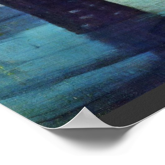 Poster Nocturne En Bleu Et Or : Ancien Pont Battersea Par (Coin)