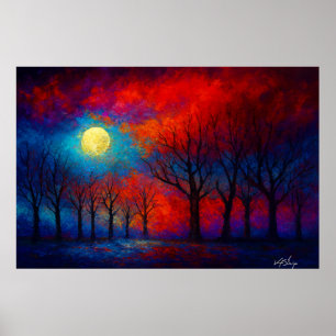 Poster Nocturne en cramoisi et cobalt