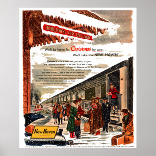 Poster Noël 1947 du chemin de fer New Haven