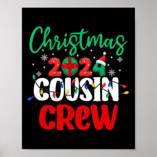 Poster Noël 2024 Cousin Crew Jeu de Noël Lumières Drôle M