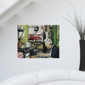Poster Noël à la maison rétro vintage