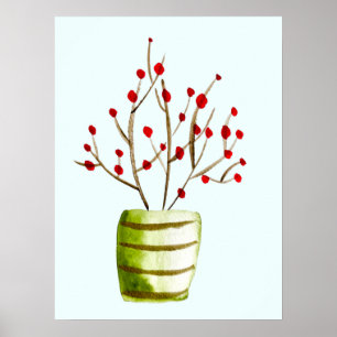 Poster Noël à l'aquarelle de Red Berries