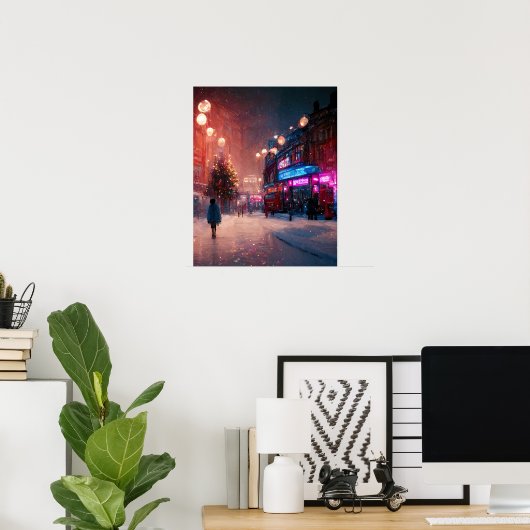 Poster Noël à Londres (Bureau à domicile)