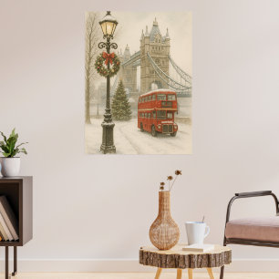 Poster Noël à Londres Cadeau pour Voyageur Vacances