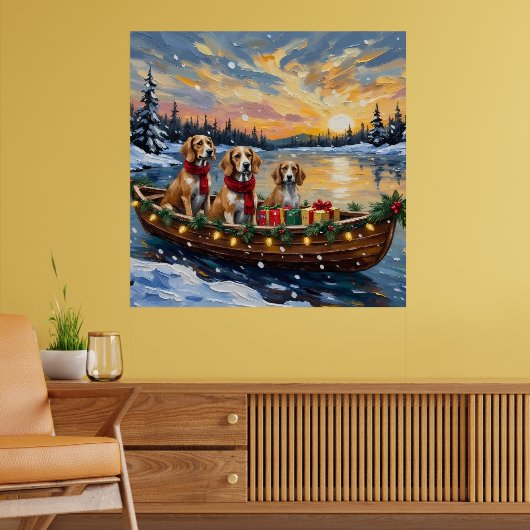 Poster Noël Afghan Hound Bateau Fêtes (Salon 2)
