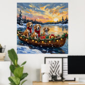 Poster Noël Afghan Hound Bateau Fêtes (Bureau à domicile)
