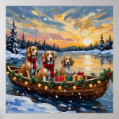 Poster Noël Afghan Hound Bateau Fêtes (Devant)
