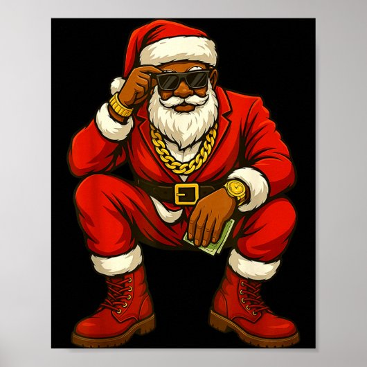 Poster Noël afro-américain drôle afro-américain (Devant)