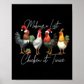 Poster Noël Amoureux du poulet Noël Noël Chapeau de Noël (Devant)
