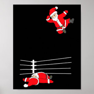 Poster Noël amusant Père Noël lutte Noël