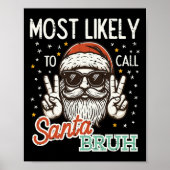 Poster Noël Appelez Probablement Père Noël Bruh Xmas Homm (Devant)