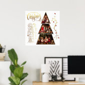 Poster Noël Arbre photo collage Faux Gold Foil Style (Bureau à domicile)