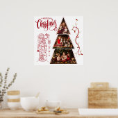 Poster Noël Arbre photo collage Style rouge (Cuisine)