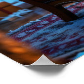 Poster Noël arbre vacances hiver art mignon Père Noël (Coin)