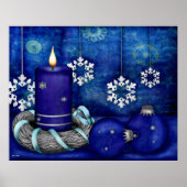Poster Noël aux bougies bleues (Devant)