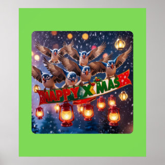 Poster Noël aux yeux des oiseaux