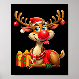 Poster Noël avec des rennes mignons Cadeau drôle de Noël
