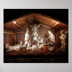 Poster Noël Avent Jésus Nativité Manger Scène