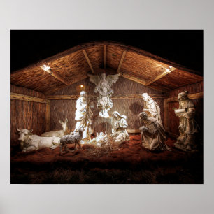 Poster Noël Avent Jésus Nativité Manger Scène