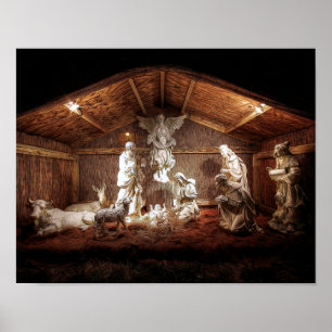 Poster Noël Avent Jésus Nativité Manger Scène
