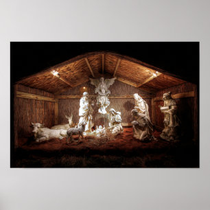 Poster Noël Avent Jésus Nativité Manger Scène