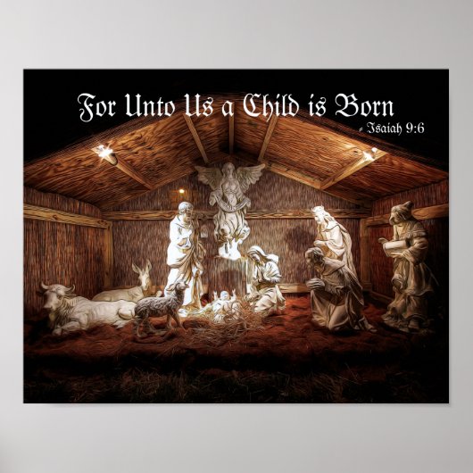 Poster Noël Avent Jésus Nativité Manger Scène (Devant)