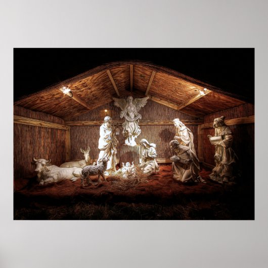 Poster Noël Avent Jésus Nativité Manger Scène (Devant)