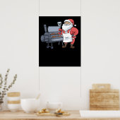 Poster Noël Barbecue Santa Claus Grill Smoker Steak (Cuisine)