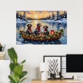 Poster Noël Bateau Fêtes Bluetick Coonhound (Bureau à domicile)