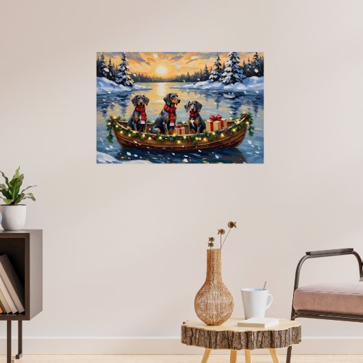 Poster Noël Bateau Fêtes Bluetick Coonhound (Salon 3)