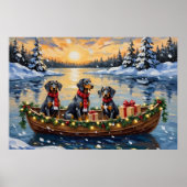 Poster Noël Bateau Fêtes Bluetick Coonhound (Devant)
