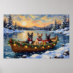 Poster Noël Bateau Vacances de French Bulldog
