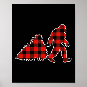Poster Noël Bigfoot Pyjama à carreaux rouge buffle