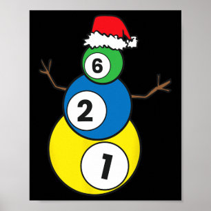 Poster Noël Billard Snowman Enfants Noël présent