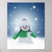 Poster Noël bonhomme de neige SlipperyJoe foulard vert m (Devant)