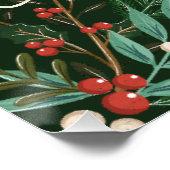 Poster Noël Botanique Vacances Bienvenue Cadre Vert (Coin)