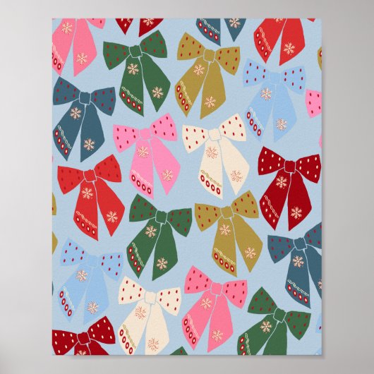 Poster Noël Bows Coquette bleu (Devant)