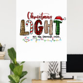 Poster Noël Cadeau Noël Lumière sont ma couleur préférée (Bureau à domicile)