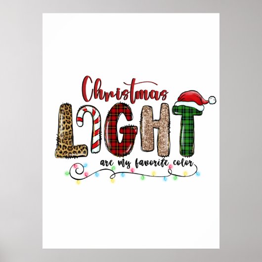 Poster Noël Cadeau Noël Lumière sont ma couleur préférée (Devant)