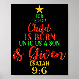 Poster Noël Car Pour Nous Un Enfant Est Né Xmas Christi