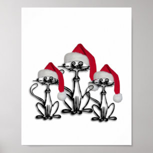 Poster Noël Caroling Chats Joyeux Amusants