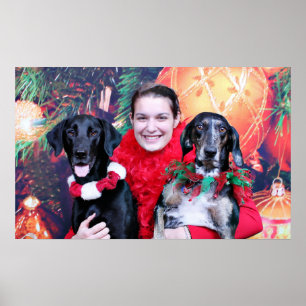 Poster Noël - Catahoula Brita et Labrador Cooper
